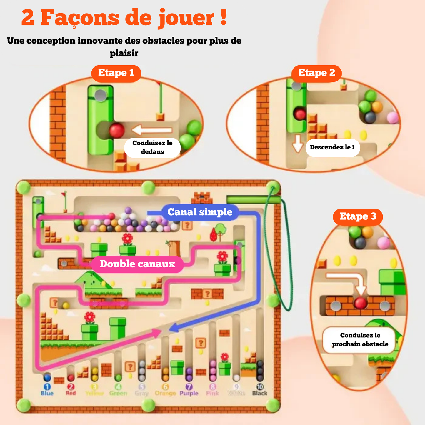 Tableau Magnétique en bois de couleurs et de chiffres pour tout-petits
