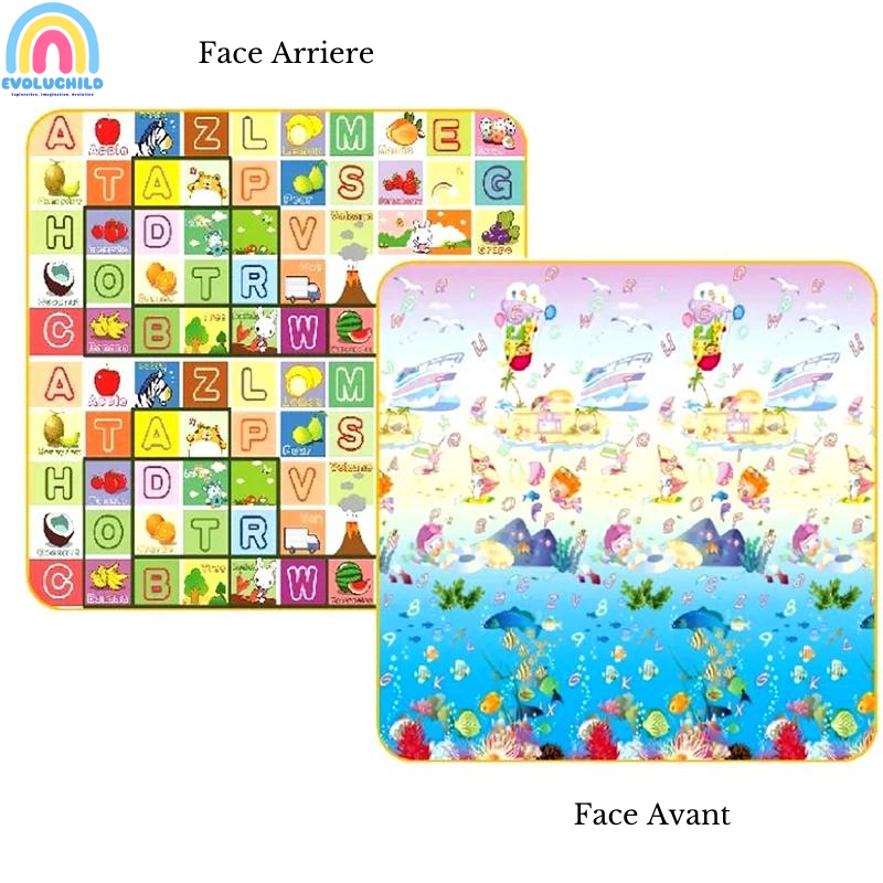 Tapis d'éveil en mousse motricité libre - Evoluchild - 14:350853#Double sided pattern;5:200007090#180x120x1cm