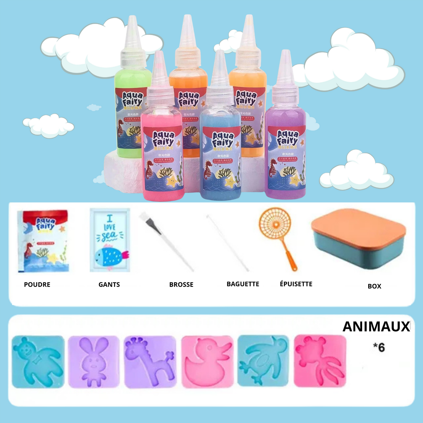 Kit d'Animaux Magique 3D à L'Eau - Un jouet éducatif et créatif pour des heures de fun en famille ! - Evoluchild - 14:200006151#Set 02;200307261:200008669#6 Color set