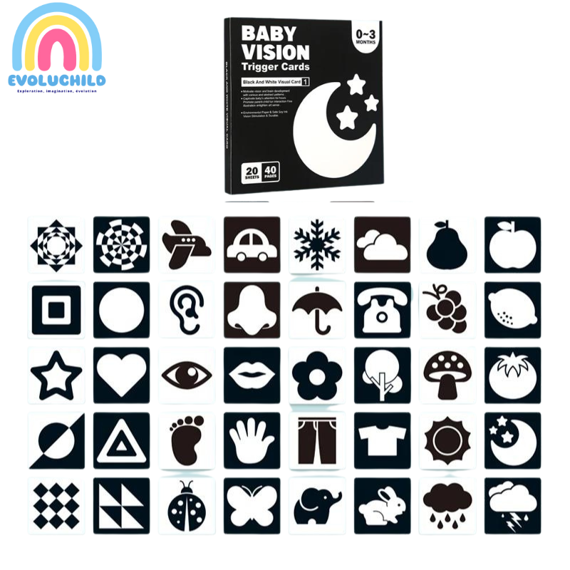 Cartes à contraste pour stimulation visuelle de bébé