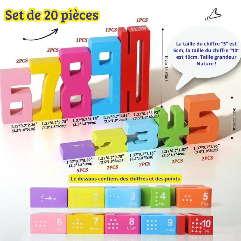 Blocs de Nombres Montessori en Bois – Le jeu parfait pour apprendre à compter !