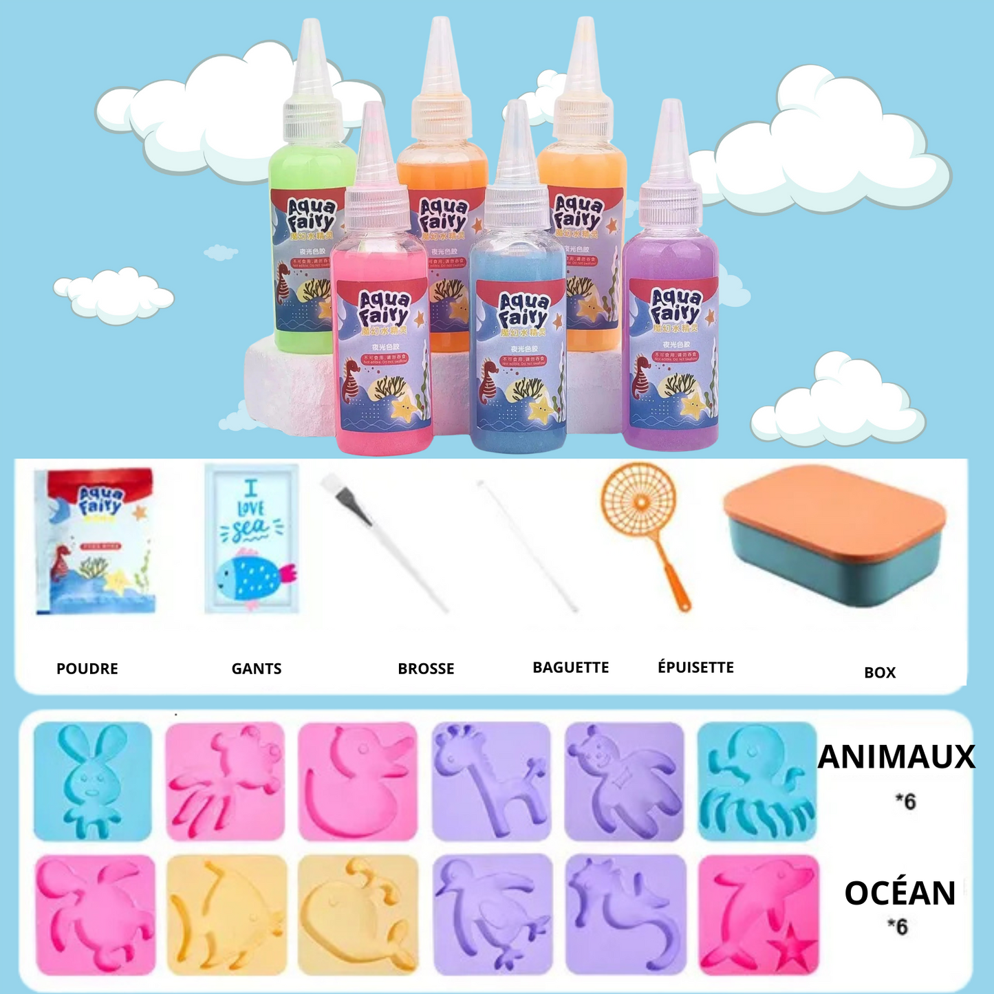 Kit d'Animaux Magique 3D à L'Eau - Un jouet éducatif et créatif pour des heures de fun en famille ! - Evoluchild - 14:200006152#Set 03;200307261:200008669#6 Color set