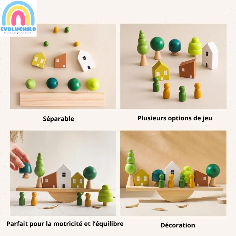 Jeux de perles & d'équilibre en bois Montessori avec blocs animaux pour enfants