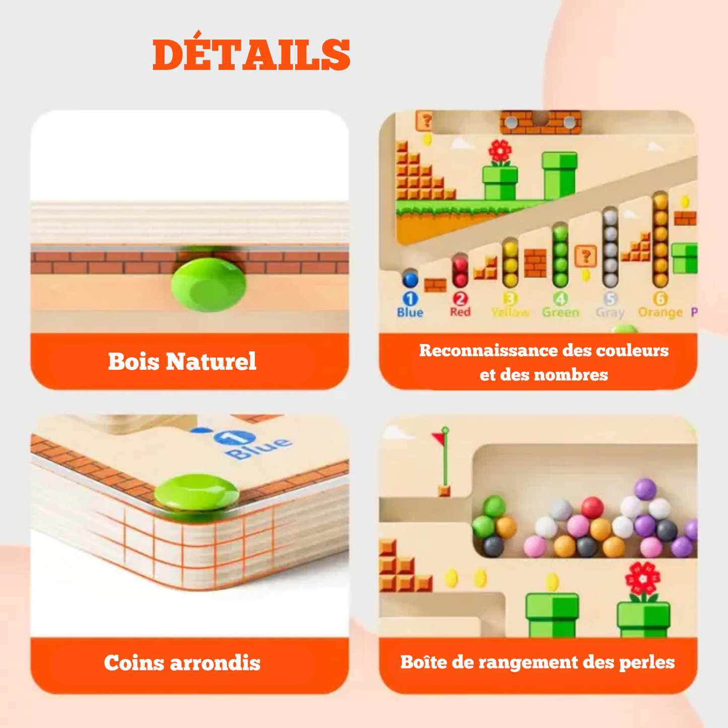 Tableau Magnétique en bois de couleurs et de chiffres pour tout-petits