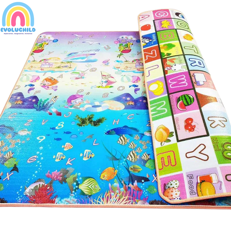 Tapis d'éveil en mousse motricité libre - Evoluchild - 14:193#Double sided pattern;5:200007090#180x120x1cm