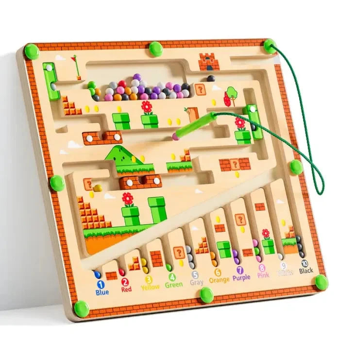 Labyrinthe en bois de couleurs et de chiffres pour tout - petits - Evoluchild - puzzle - 14:29#mushroom house