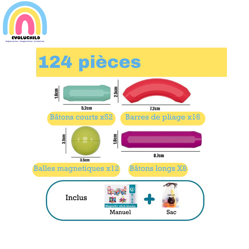 Ensemble de batons magnétiques éducatif