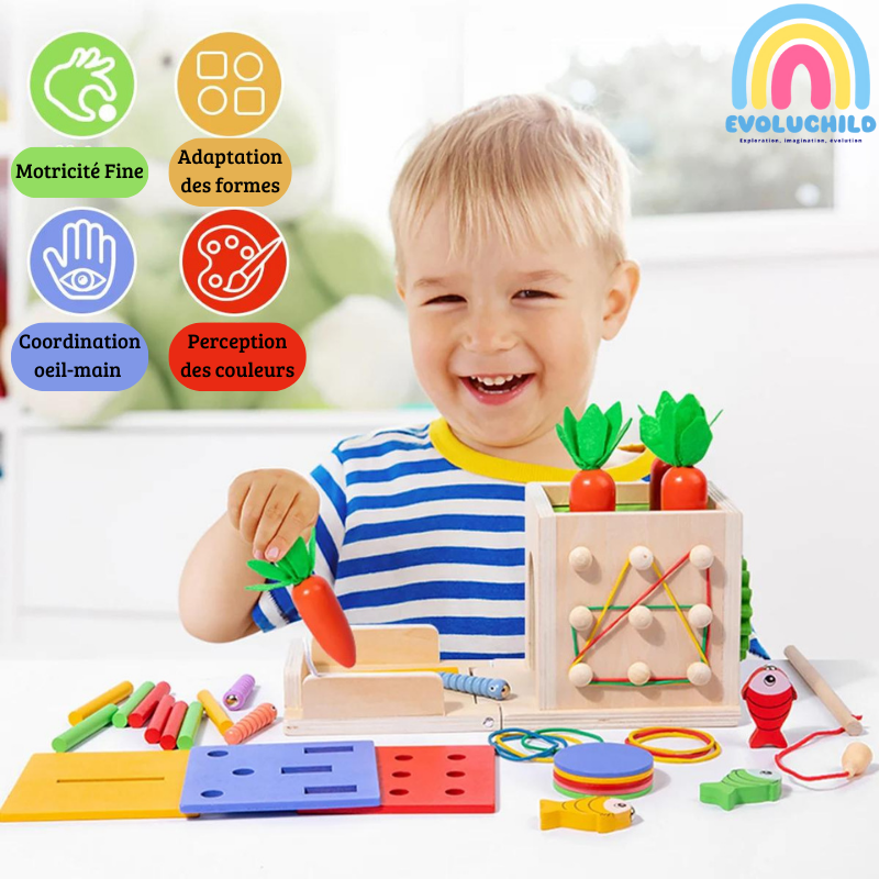 Boîte Montessori 8 en 1 pour Enfants: Jeux Éducatifs et Ludiques