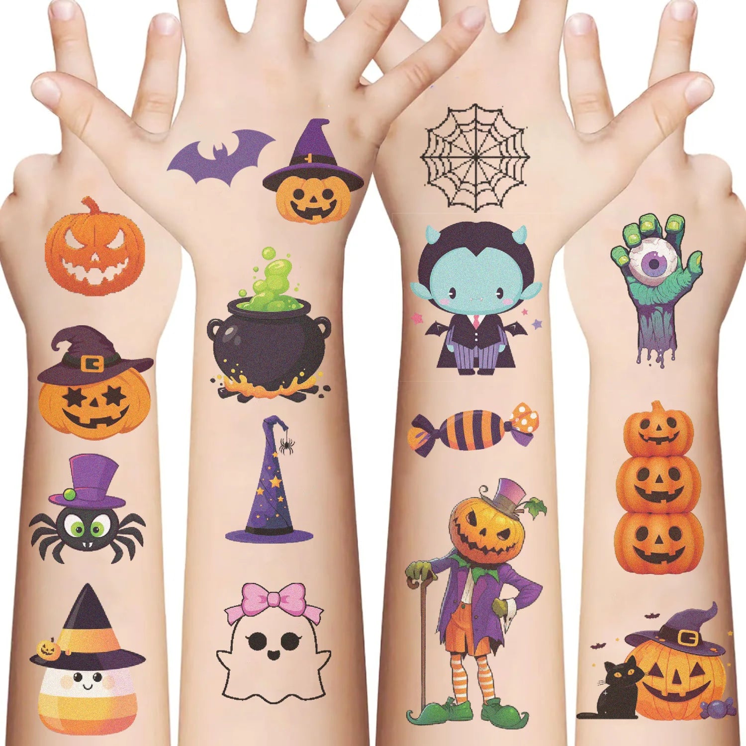 Tatouages Temporaires Halloween pour Enfants et Adultes