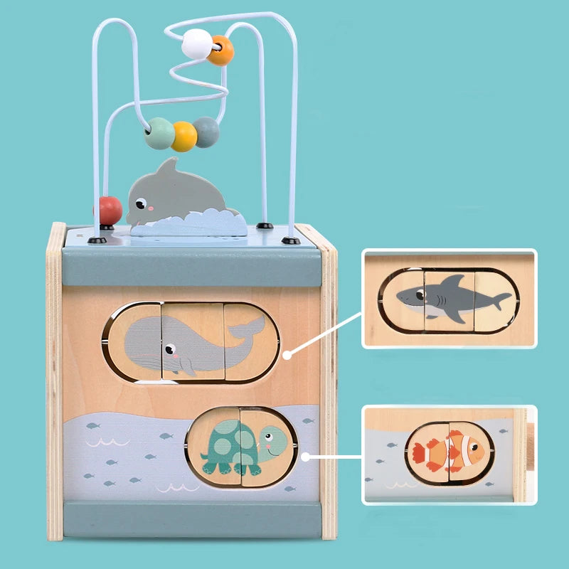 Cube d'Activité en Bois 5-en-1 : L'Expérience Ludique et Éducative Complète 👩🏽‍🚀